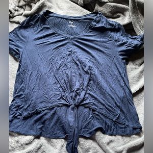 Blue v neck tied top